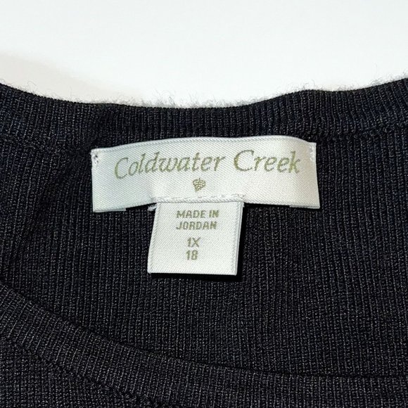 Coldwater Creek - Women's Size XL Black Sweater Tie Front Banned Hem 3/4 Sleeve - Picture 3 of 10
